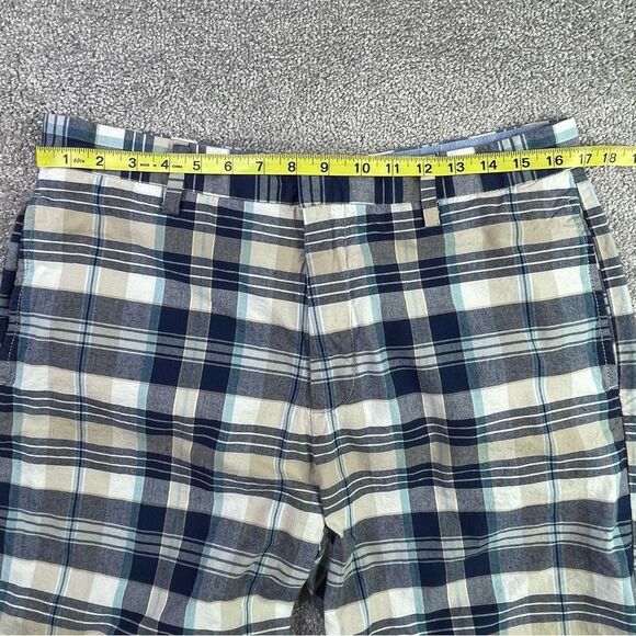 Nautica Shorts Men's 34 Blue Plaid Pockets Flat Front Casual Cotton Summer - Picture 8 of 13